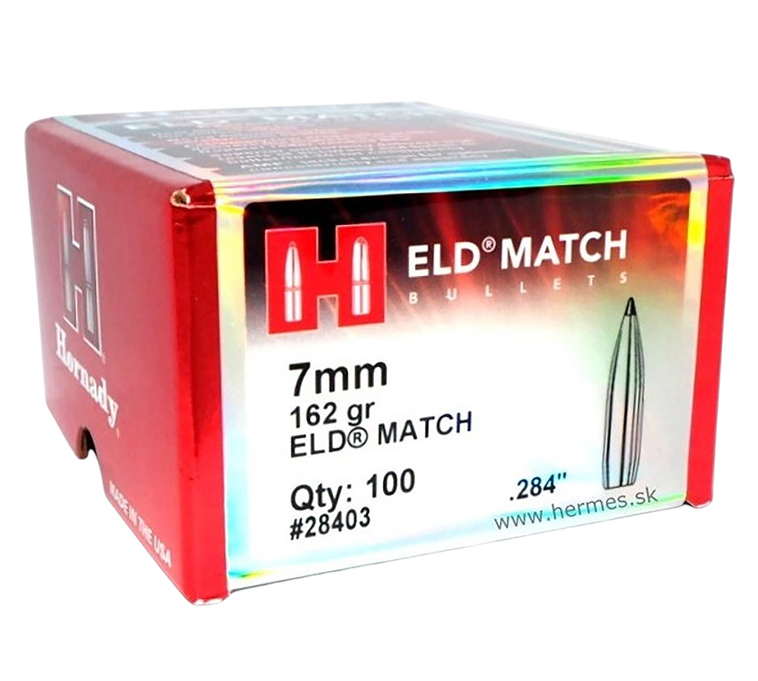 Hornady 28403 ELD Match 7mm .284 162 gr Extremely Low Drag Match 100 Per Box/ 15 Case