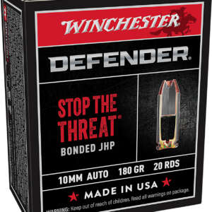 Winchester Ammo S10MMPDB Defender  10mmAuto 180gr Bonded Jacket Hollow Point 20 Per Box/10 Case