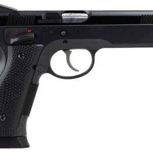 CZ-USA 91731 A01-LD  Full Size Frame 9mm Luger 19+1 4.93" Black Match Grade Bull Barrel, Blued Serrated Steel Slide, Blued Steel Frame w/Beavertail, Black Checkered Polymer Grip