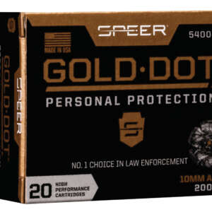 Speer 54000GD Gold Dot Personal Protection 10mmAuto 200gr Hollow Point 20 Per Box/10 Case