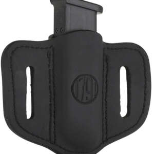 1791 Gunleather MAG12SBLA MAG1.2 Single Mag Holster Stealth Black Leather Belt Slide Compatible w/ Double Stack Ambidextrous