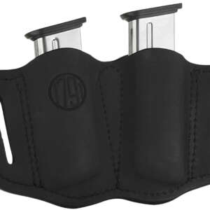1791 Gunleather MAG21SBLA MAG2.1 Double Mag Holster Stealth Black Leather Belt Slide Belts 1.50" Wide Compatible w/ Single Stack Ambidextrous