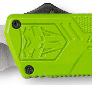 CobraTec Knives ZBGCTLWDNS Lightweight  3.25" OTF Drop Point Plain D2 Steel Blade/Zombie Green Aluminum Handle Includes Pocket Clip