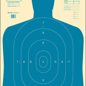 Action Target B27EBLUE100 Qualification Economy Silhouette Paper Hanging 23" x 35" Blue/White 100 Per Box