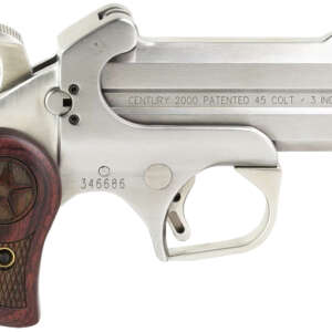 Bond Arms BAC2K Century 2000 45 Colt (LC)/410 Gauge 2rd 3.50"  Stainless Steel Double Barrel & Frame, Auto Extractor & Rebounding Hammer, Blade Front/Fixed Rear Sights, Rosewood Grip, Manual Safety