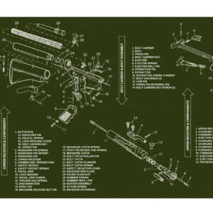 TekMat TEKR36AR15OD AR-15 Cleaning Mat OD Green Rubber 12"x36" AR-15 Parts Diagram