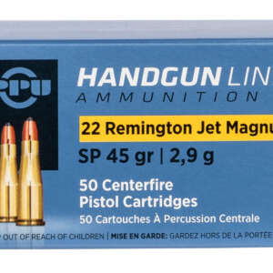 PPU PPH22RJ Handgun  22RemJetMag 45gr Soft Point 50 Per Box/10 Case