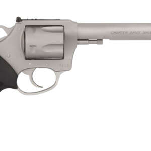 Charter Arms 73566 Mag Pug Target Extra Large 357 Mag, 6 Shot 6" Matte Stainless Steel Barrel, Cylinder & Frame w/Black Finger Grooved Rubber Grip