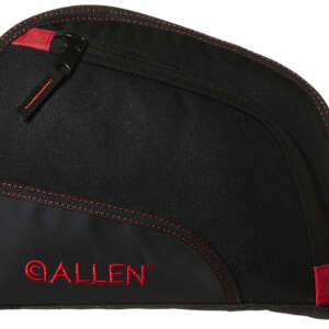 Allen 7738 Auto-Fit  Handgun Case Black Endura w/Red Trim, Foam Padding, Knit Lining, Mag Sleeve, Storage Pocket & Lockable Zipper 9" L