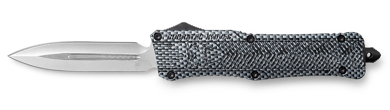 CobraTec Knives LCFCTK1LDNS CTK-1 Large 3.75" OTF Drop Plain D2 Steel Blade/Carbon Fiber Aluminum Handle Features Glass Breaker Includes Pocket Clip