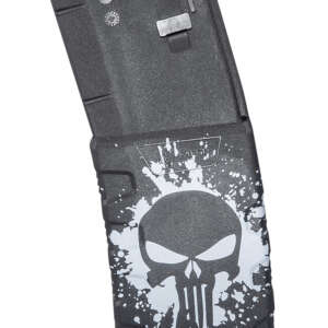 Mission First Tactical EXDPM556PSSWH Extreme Duty  30rd 223 Rem/5.56x45mm Fits AR-15/M4 Black w/White Punisher Skull Splatter Polymer