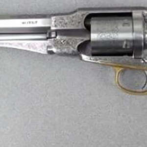 Taylors & Company 550763 1858 Remington Conversion 45 Colt (LC) Caliber with 8" Barrel, 6rd Capacity Cylinder, Overall Nickel-Plated Engraved Finish Steel & 2-Piece Ivory Grip