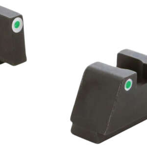 AmeriGlo GL330 Optic Compatible Sight Set for Glock  2XL Tall Green Tritium White Outline Front Sight-Green Tritium White Outline Rear Sight
