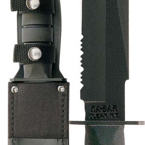 Ka-Bar 1271 Fighter  8" Fixed Clip Point Part Serrated Black 1095 Cro-Van Blade, Black Kraton G Handle, Includes Sheath