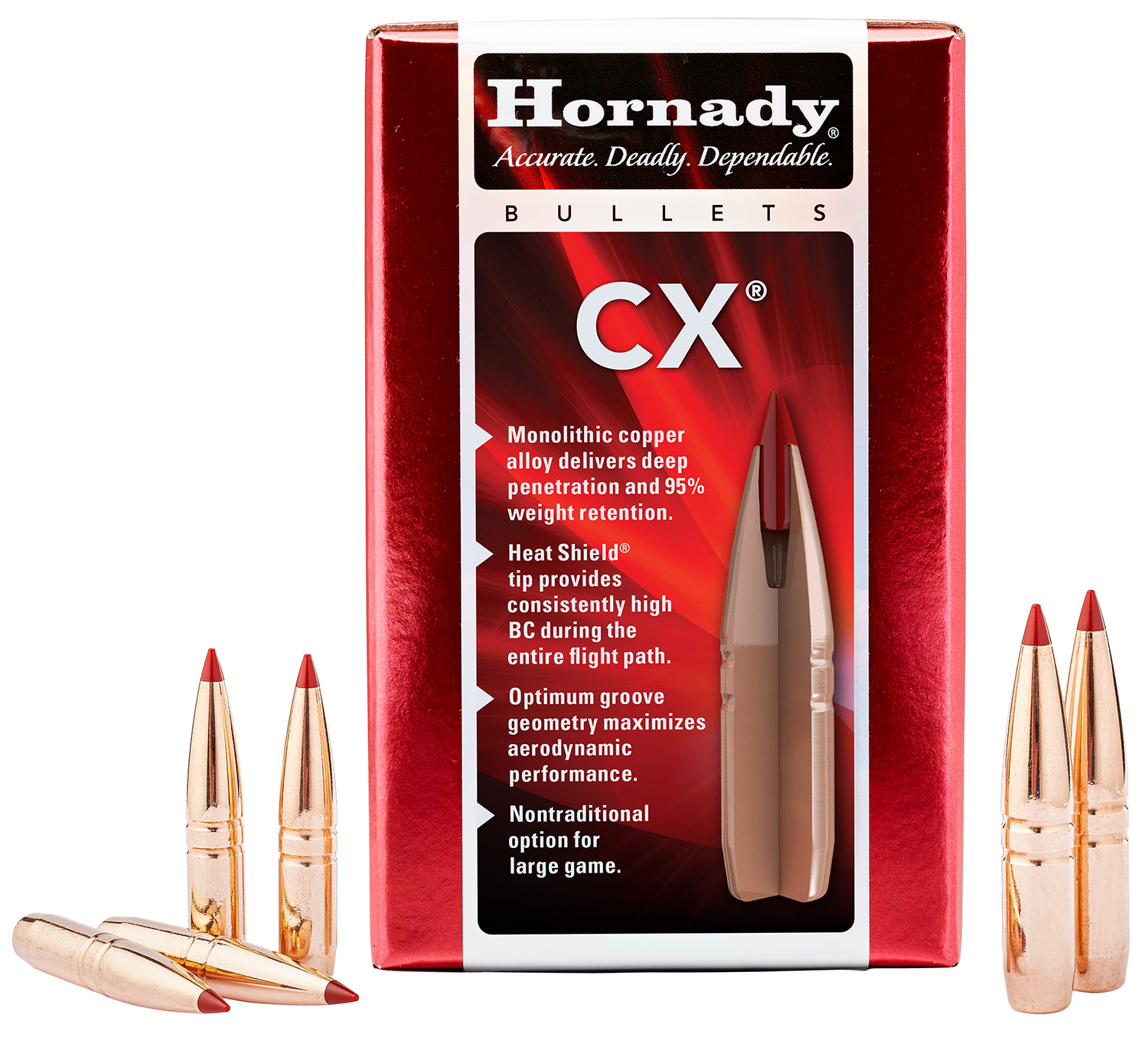 Hornady 332704 CX 338 Cal 185 gr Copper Solid 50 Per Box/ 25 Case