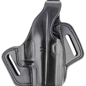 Galco FL800RB Fletch  OWB Black Leather Belt Slide Compatible w/Glock 43/43X, Springfield  Hellcat Belt Up to 1.75" Wide Right Hand