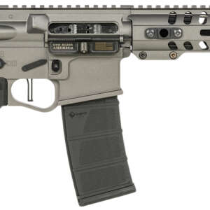 Patriot Ordnance Factory 01802 Minuteman Direct Impingement 5.56x45mm NATO Caliber with 10.50" Barrel, 30+1 Capacity, Tungsten Metal Finish, Buffer Tube Stock & Black MFT Grip Right Hand