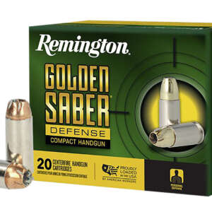 Remington Ammunition R21370 Golden Saber Defense 10mmAuto 180gr Brass Jacketed Hollow Point 20 Per Box/25 Case