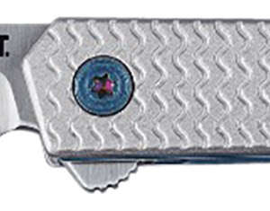 CRKT 7081 CEO Microflipper Micro 2.36" Flipper Drop Point Plain Satin 12C27 Sandvik Blade, Silver Textured w/Blue Liner & Accents Aluminum Handle, Includes Pocket Clip