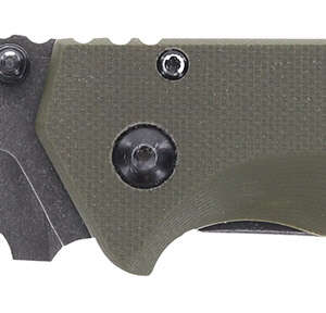 Schrade 1159324 Melee  3.50" Folding Tanto Part Serrated Dark Stonewash D2 Steel Blade 4.50" OD Green G10/SS Handle