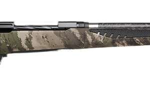 Savage Arms 58018 110 UltraLite 6.5 Creedmoor 4+1 22" Threaded Carbon Fiber Wrapped Barrel, Black Melonite Rec, Woodland Camo AccuStock with AccuFit