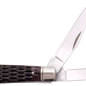 Cold Steel CSFLMTRPRJ Trapper  Mini 2.60"/2.70" Folding Clip/Spey Plain 3Cr13MoV SS Blade/Brown Jigged w/Polished Bolsters Bone Handle