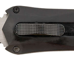 Steel River Knives A163BD Spartan  3.50" OTF Dagger Plain Black/Silver 440C SS Blade/ Black w/Carbon Fiber Inlay Aluminum Zinc Alloy Handle