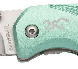 Browning 3220360 Allure  EDC 2.88" Folding Drop Point Plain 7Cr17MoV SS Blade, Mint Green Textured Anodized Aluminum Handle,  Includes Pocket Clip