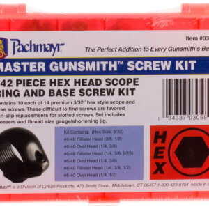 Lyman 03058 Master Gunsmith Hex Head Ring and Base Screw Kit Hardened Steel Universal Metal Handle 142 Pieces