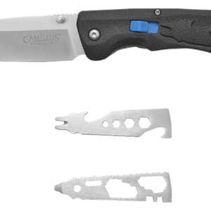 Camillus 19368 Inject  3.25" Folding Drop Point Silver Carbonitride Titanium D2 Steel Blade, Black Textured Carbon Fiber Handle