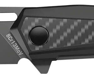 Real Avid AVRAV6 RAV-6  3.40" Folding Tanto Plain Titanium 8Cr13MoV SS Blade, Black Textured Aluminum/Carbon Fiber Handle, Clamshell Pkg
