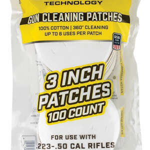 Otis FG919100 All Caliber Cleaning Patches Multi-Caliber 3" Cotton 100 Per Pkg