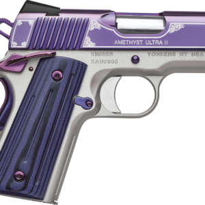 Kimber Mfg, Inc 3200319 Ultra II  9mm Luger 8+1 3" Stainless Match Grade Barrel, Engraved Purple Amethyst PVD Serrated Stainless Steel Slide, Satin Silver Aluminum Frame w/Beavertail, G10 Grip