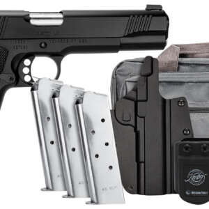 Kimber Mfg.,inc 3700812 Custom LW Club Bundle 45ACP 7+1 5" Front Serrations Stainless Slide KimPro Black F/S Rubber Grip