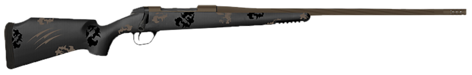 Fierce Firearms TWTROG65PRC22BT Twisted TI Rogue 6.5 PRC 22" Black Cerakote Steel Threaded Barrel, Drilled & Tapped Titanium Receiver, LR Negative Comb Trophy Camo Carbon Fiber Stock