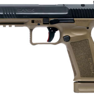 Canik HG6652N Mete SFT 9mm Luger 10+1 4.46" Black Nitride Steel Barrel, Black Cerakote Optic Ready/Serrated Steel Slide, Flat Dark Earth Polymer Frame w/Picatinny Rail, Interchangeable Backstrap Grip