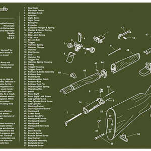 TekMat TEKR36M1GARAND-OD M1 Garand Cleaning Mat OD Green Rubber 12"x36" M1 Garand Parts Diagram
