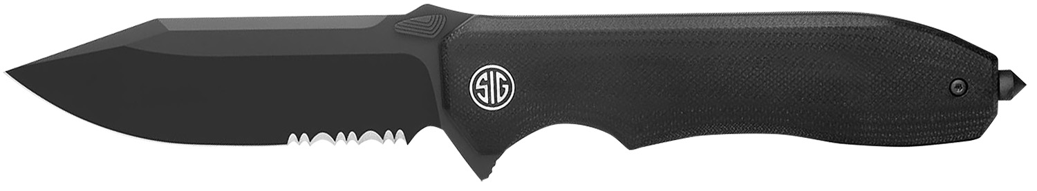 Sig Sauer Knives VA9BBS Validus 3.78" Folding Drop Point Part Serrated Black PVD M390 Steel Blade, 4.76" Black Textured G10 Handle