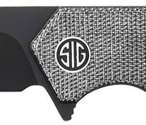 Sig Sauer Knives TS8BB Tsuru  3.30" Folding Tanto Plain Black PVD 154CM SS Blade, 4.20" Salt & Pepper Micarta Handle