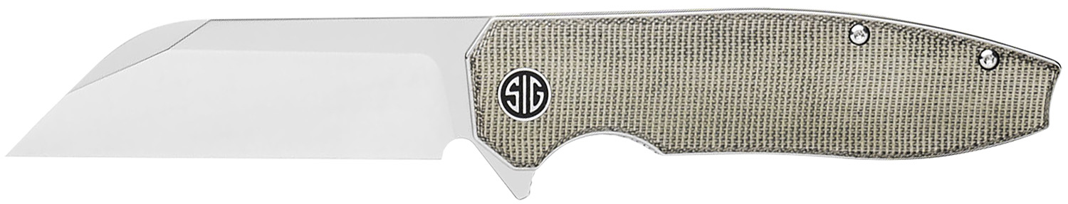 Sig Sauer Knives KA7SG Karak 3.25" Folding Wharncliffe Plain Black PVD Nitro-V Blade, 4" Green Canvas Micarta Handle