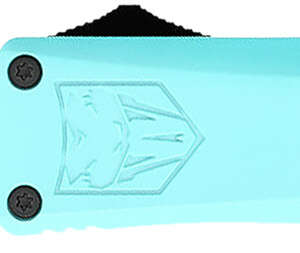 CobraTec Knives STBFS3DNS FS-3  Small 2.75" OTF Drop Point Plain D2 Steel Blade, 4.25" Mint Blue Aluminum Alloy Handle