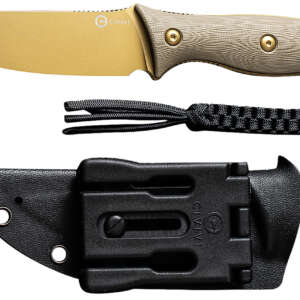 Civivi Knives C23041-2 Stormridge  3.92" Fixed Straight Back Plain Desert Tan Stonewashed Nitro-V Steel Blade, Tan Textured G10 Handle