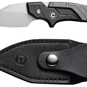 Civivi Knives C21036-3 Typhoeus  2.27" Adjustable Fixed Stonewashed Plain 14C28N Steel Blade, 3.98" Black/Gray Textured Aluminum Handle