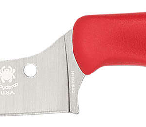 Spyderco K14PRD Z-Cut Pointed 4.40" Fixed Plain Stonewashed CTS BD1N SS Blade, Red Textured Polypropylene Handle