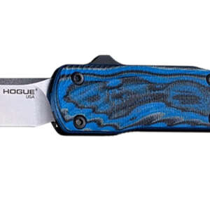 Hogue 34873 Counterstrike  3.35" OTF Drop Point Plain Stone Tumbled CPM 20V SS Blade, G-Mascus Blue Aluminum/G10 Handle