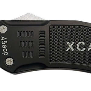 Xcaliber Knife Company  45 ACP  Large 3.80" OTF Tanto Plain Black 440C SS Blade, 5.30" Steel Handle