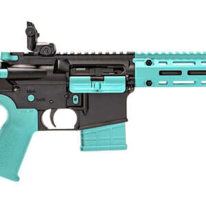 Tippmann Arms A101203 M4-22 LTE 22 LR 25+1 16" Black Parkerized Threaded Barrel, Matte Black Aluminum Receiver w/Picatinny Rail, Robin Egg Blue M-LOK Handguard, Composite Forend, Black Polymer Stock,