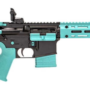 Tippmann Arms A101334 M4-22 LTE 22 LR 10+1 16" Black Parkerized Threaded Barrel, Matte Black Aluminum Receiver w/Picatinny Rail, Robin Egg Blue M-LOK Handguard, Composite Forend, Black Polymer Stock,