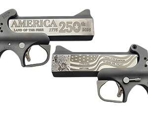 Bond Arms BA250TH-45/410 America 250th Anniversary 45 Long Colt/410 Gauge 2 Shot 4.25" Engraved Rough Matte Stainless Steel Barrel & Frame, Black B6 Resin Grip, Exposed Hammer