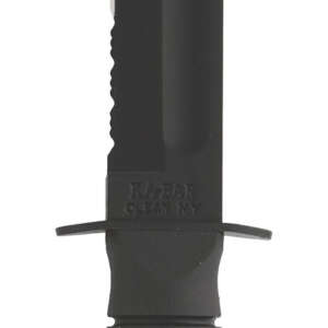 Ka-Bar 1257 Short Fight/Utility 5.25" Fixed Clip Point Part Serrated Black 1095 Cro-Van Blade, Black Kraton G Handle, Includes Sheath